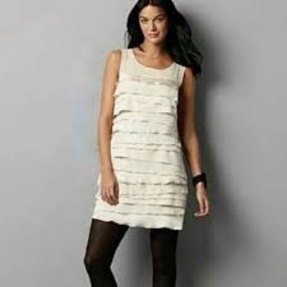 Cream Layered Sleeveless Dress. Ann Taylor